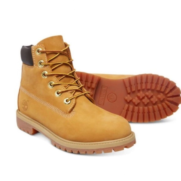 Timberland Youth 6-Inch Premium Waterproof Boot in Wheat Nubuck - Picture 2 of 8